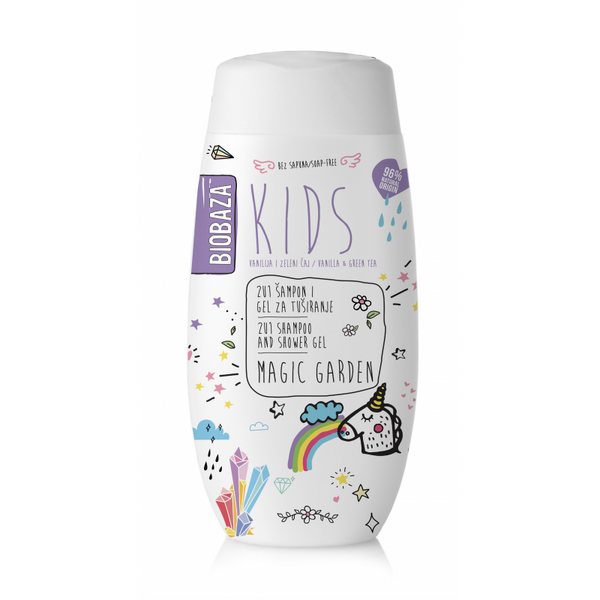 Sampon & gel de dus natural pentru copii Magic Garden, Biobaza, 250 ml