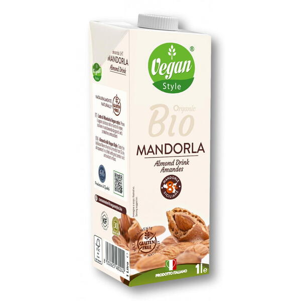 Vegan Style Lapte vegetal BIO, cu 8% migdale siciliene(ideal si pentru cafea)