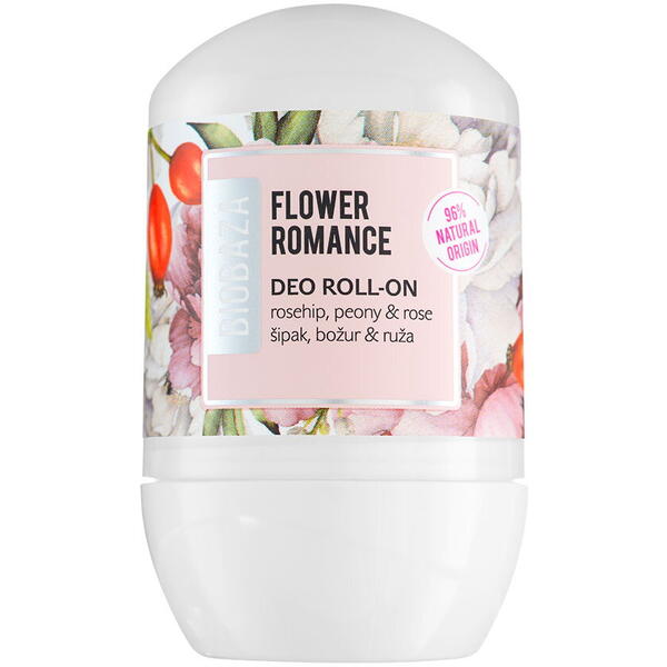Deodorant natural pe baza de piatra de alaun pentru femei FLOWER ROMANCE (trandafir si bujor), Biobaza, 50 ml