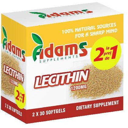 Adams Supplements Pachet AV313 Lecitina 1200mg 30cps. 1+1, Adams
