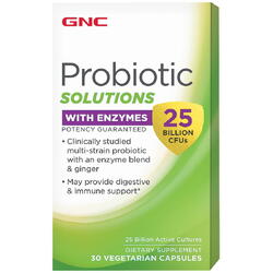 Gnc Probiotic Solutions With Enzymes, Probiotic Cu Enzime Digestive 25 Miliarde Cfu, 30 Cps