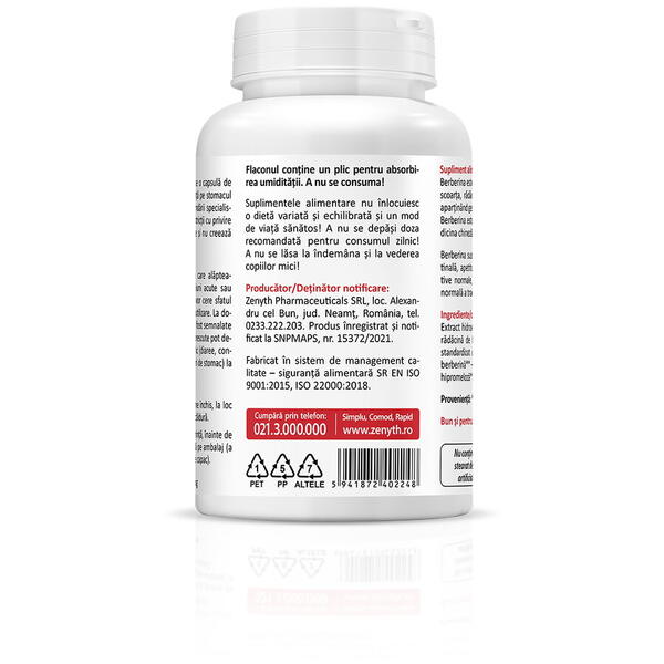 ZENYTH PHARMACEUTICALS Berberine, 500 mg, 60 capsule, Zenyth