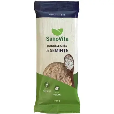 Sano Vita Rondele din orez cu 5 seminte, 56 g, Sanovita