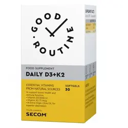 Daily Vitamina D3 + K2, 30 capsule moi, Good Routine