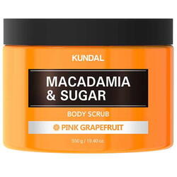 Scrub natural hidratant cu macadamia si zahar, Pink Grapefruit, Kundal, 550 ml
