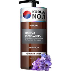 Sampon hipoalergenic natural si extra-hidratant, cu miere si macadamia, White Musk, Kundal, 500 ml