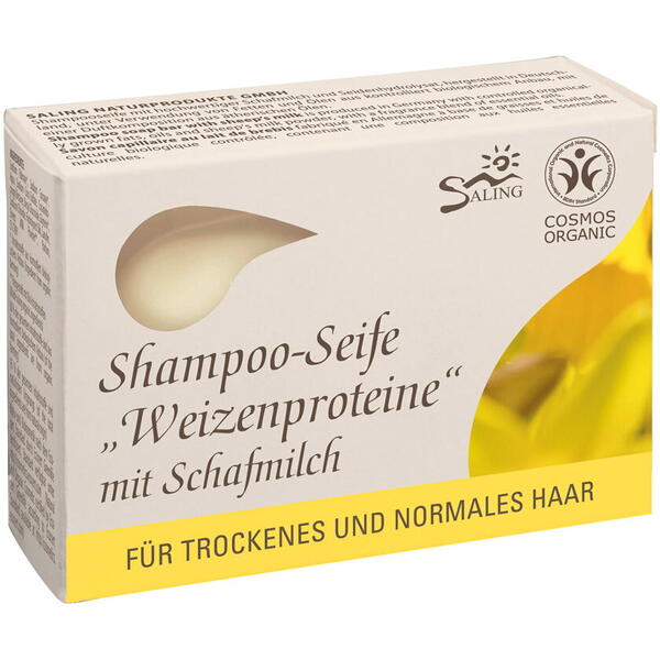 Saling Naturprodukte Șampon solid cu lapte de oaie și proteine din grâu (păr normal sau uscat) 125 gr