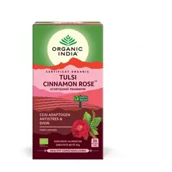 Ceai Adaptogen Tulsi Scorțișoară Ceylon si Trandafir, 25 plicuri, Organic India