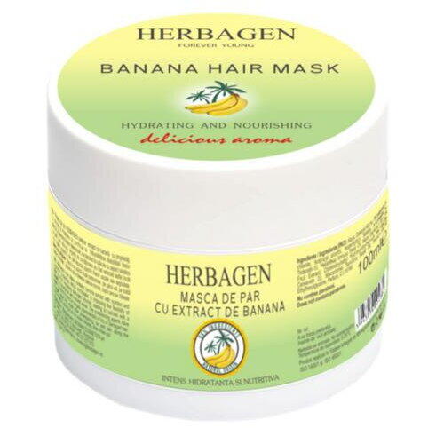 Masca de par cu extract de banana - Herbagen Banana Hair Mask Hydrating and Nourishing, 100ml