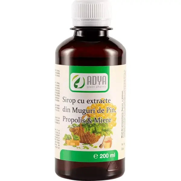 Adya Green Pharma Sirop cu Muguri de Pin, Propolis și Miere, Adya, 200 ml
