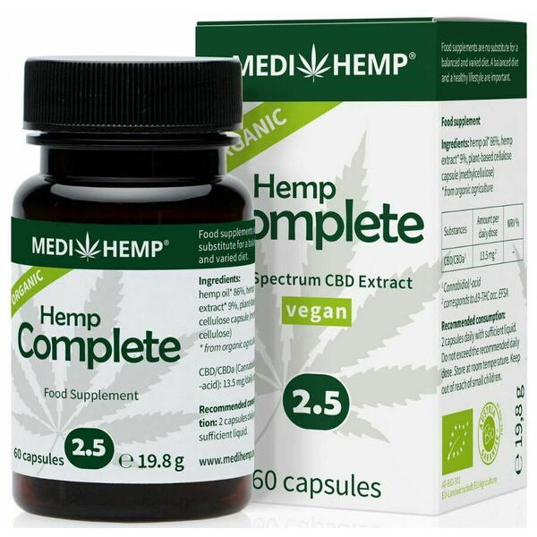 Hemp Complete Capsule cu CBD 2,5% bio, 60 capsule Medihemp