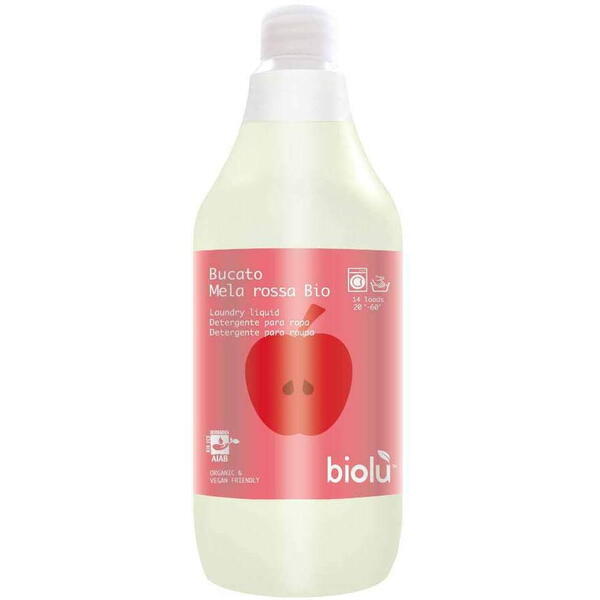 Detergent ecologic lichid pentru rufe albe si colorate, mere rosii, 1L - Biolu