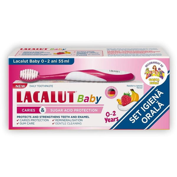 Pasta de dinti Baby, 55 ml + Periuta de dinti, 0-2 ani, Lacalut