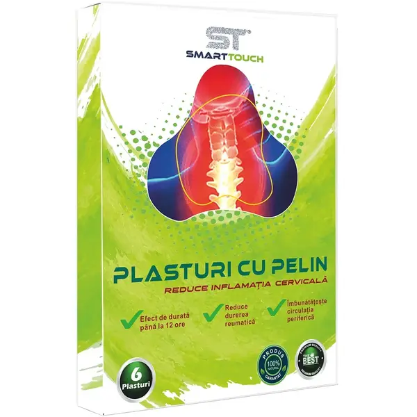 HENAN KANGDI Plasturi cu Pelin Smart Touch, Reduce Inflamatia Zonei Cervicale 6 buc