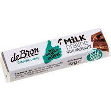 Baton de ciocolata cu lapte si alune fara zahar Debron, 42g