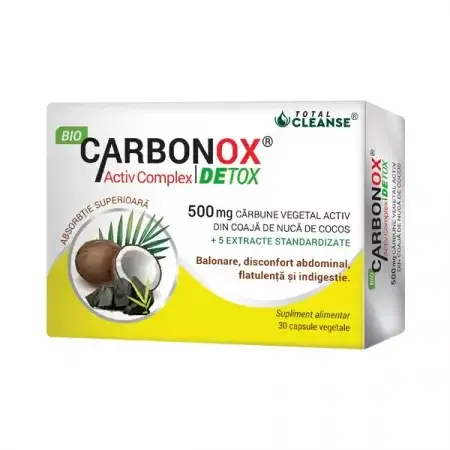 Bio Carbonox Activ Complex Detox, 500 mg, 30 capsule vegetale, Cosmo Pharm