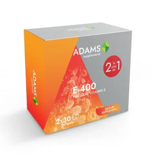 Adams Vision Pachet Vitamina E-400 naturala - 60 cps