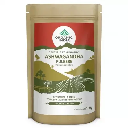 Ashwagandha Pulbere Radacina100% Certificata organic, Organic India, 100g