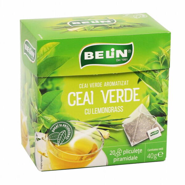 NovaPlus BELIN Piramide Ceai Verde Aromatizat Lemongrass 20x2g