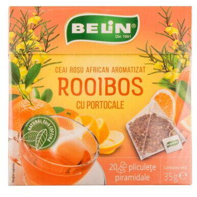 NovaPlus Belin ceai rosu african aromatizat Rooibos cu portocale 20 pliculete 35 g