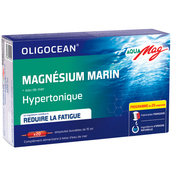 Laboratoires SuperDiet Magneziu marin AquaMag Oligocean, 20 fiole buvabile x 15ml, 300 ml