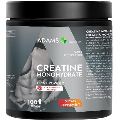 Adams Vision Creatina monohidrata (portocala rosie), 450gr, Adams
