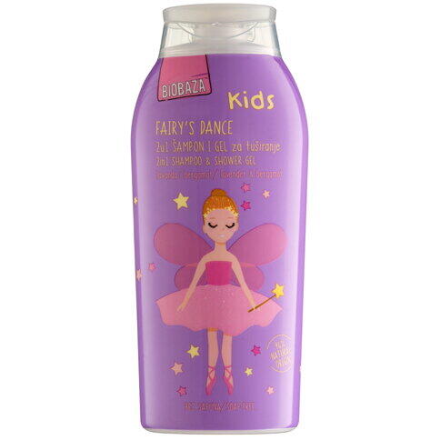 Sampon & gel de dus natural pentru copii, cu aloe vera si extract de nalba, Fairy's Dance, Biobaza, 250 ml