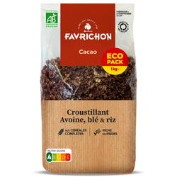 Musli crocant BIO cu cereale integrale si cacao, format economic Favrichon 1000g