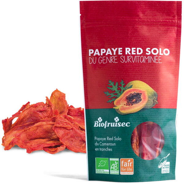 Papaia rosie BIO felii, selectie Red Solo din Camerun Biofruisec 100g