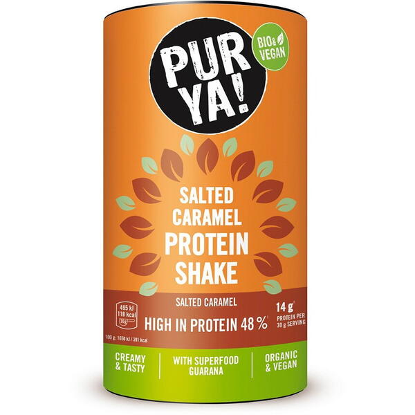 Purya Pudra proteica vegetala cu caramel sarat si guarana 480 g