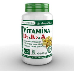 Vitamina D3 K2 A, 60 capsule gelatinoase