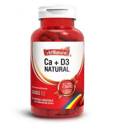 Adserv Calciu + D3 natural, 60 capsule, AdNatura