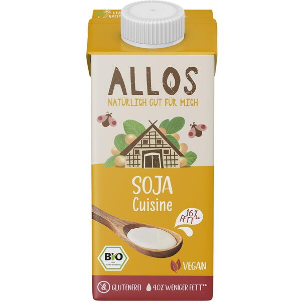 Crema de soia lichida pentru gatit, fara gluten bio Allos, 200ml