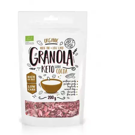 Diet-Food Keto Granola bio cu cacao, 200 g, Diet Food