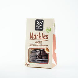 Marbles migdale acoperite cu ciocolata neagra, ecologice 70 gr