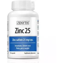 Zinc 25 sulfat de zinc, 25 mg, 90 capsule, Zenyth