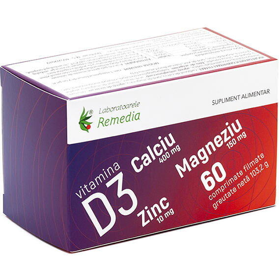Remedia Ca + Mg + Zn + Vitamina D3 – 60 comprimate