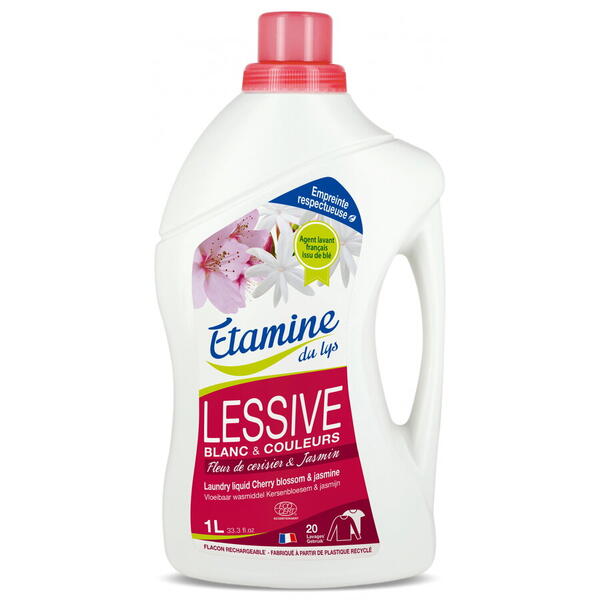 Etamine du Lys Detergent BIO rufe albe si colorate, parfum flori de cires si iasomie Etamine 1L