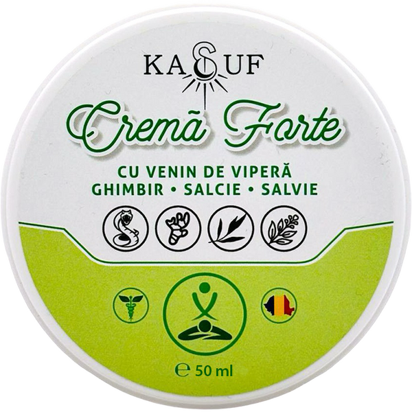 KASUF I.D SRL Crema Forte cu venin de vipera, ghimbir, salcie si salvie, 50 ml, Kasuf