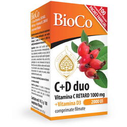 BioCo C + D DUO Vit C 1000mg retard + Vit D3 2000UI x 100 cpf