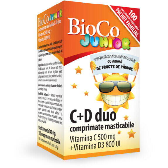 BioCo C + D DUO Junior Vit C 500mg + Vit D3 800UI x 100 cpr mast