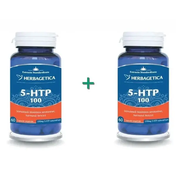 Herbagetica 5 HTP 100 - 60 + 60 cps (pachet cu -50% la a doua)