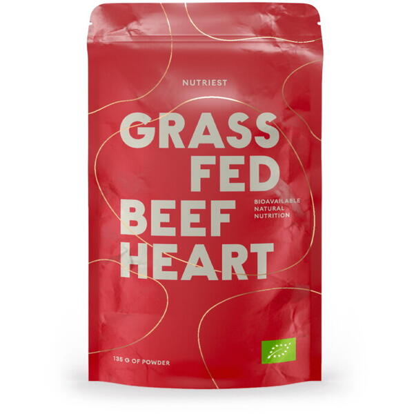 NUTRIEST GRASS FED BEEF HEART – pulbere eco-bio din inima de vita, hranita cu iarba, 135g