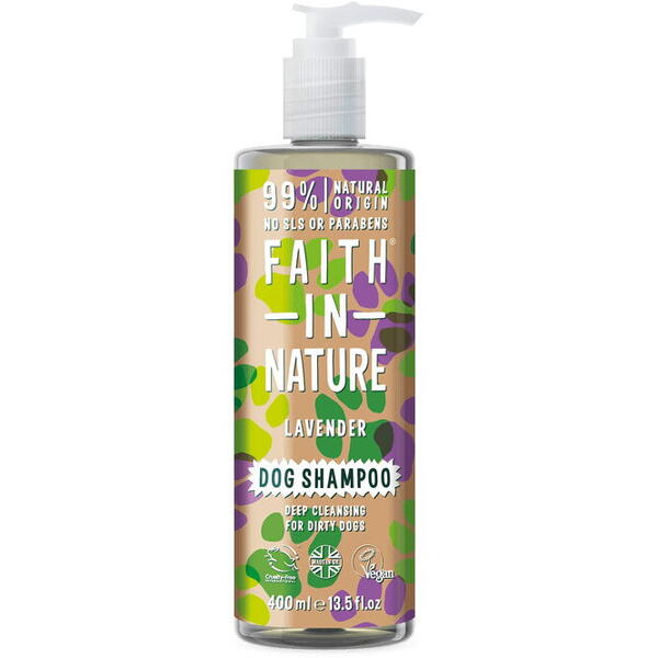 Sampon vegan pentru caini, curatare profunda, cu lavanda, Faith in Nature, 400 ml