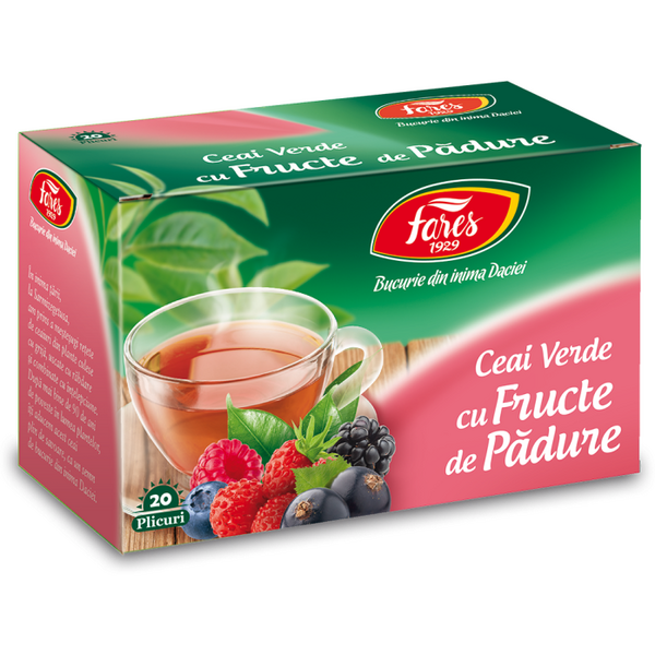 Fares Ceai verde cu fructe de padure, 20 pliculete