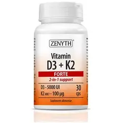 Vitamin D3 + K2 Forte, 30 capsule, Zenyth