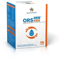 Solutie de rehidratare orala pentru copii ORS Kids Bleu, 10 plicuri x 5.5 g, Bleu Pharma