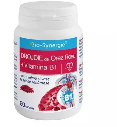 Bio Synergie Drojdie de orez rosu + Vitamina B1 - 60 cps