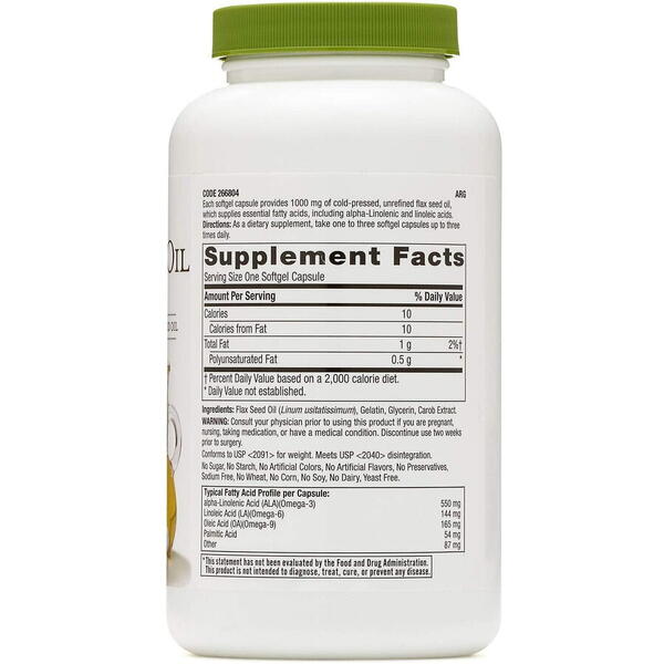 GNC Live Well Gnc Superfoods Flax Seed Oil 1000mg, Ulei Din Seminte De In, 90 Cps