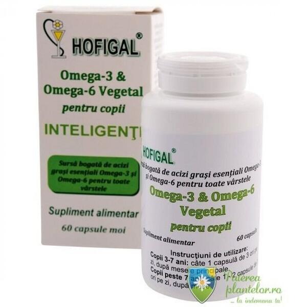 Hofigal Omega 3 Omega 6 Vegetal pentru copii 60 capsule